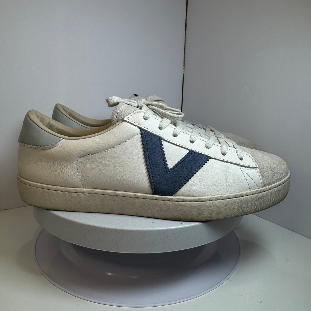 Victoria Berlin‎ Women's Leather Sneakers Hielo White/Blue Suede US Size 9.5